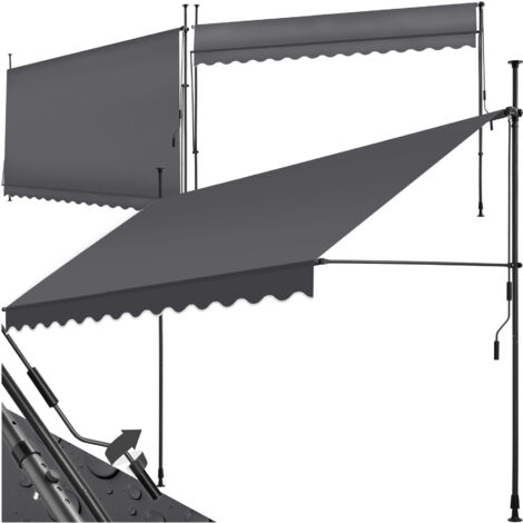 Store à pince sans perçage en polyester 350 x 180 cm gris