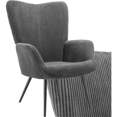 Fauteuil Rembourré ergonomique avec revêtement velours gris/noir