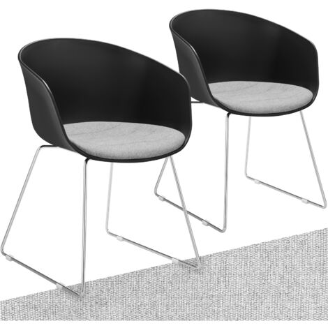 Lot 2 Fauteuils rembourrés avec accoudoirs en plastique noir/chrome (1/5)