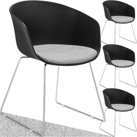 Lot 4 Fauteuils rembourrés avec accoudoirs en plastique noir/chrome (1/5)