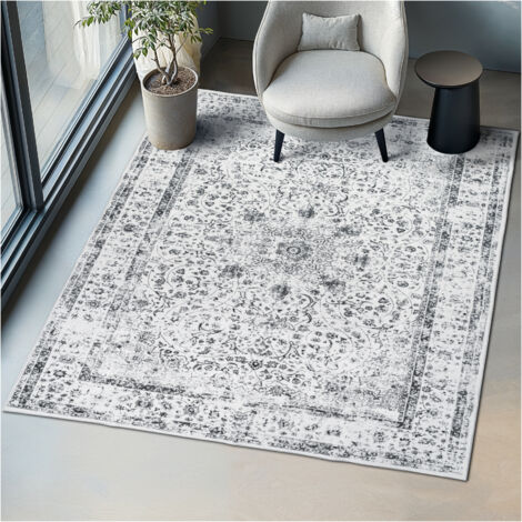 Tapis design vintage avec motif oriental à poils courts doux 200x274cm