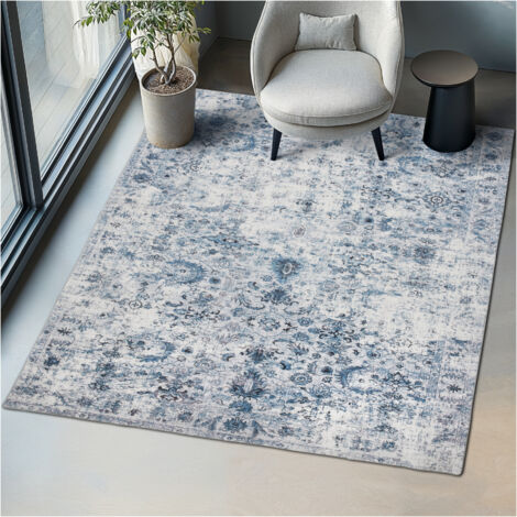 Tapis design vintage motif oriental poils courts 200x274cm