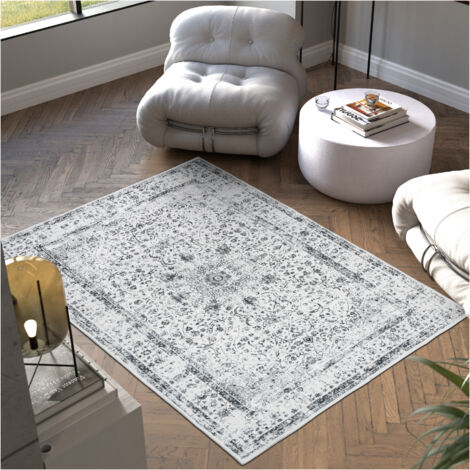 Tapis design vintage avec motif oriental à poils courts doux 120x170cm