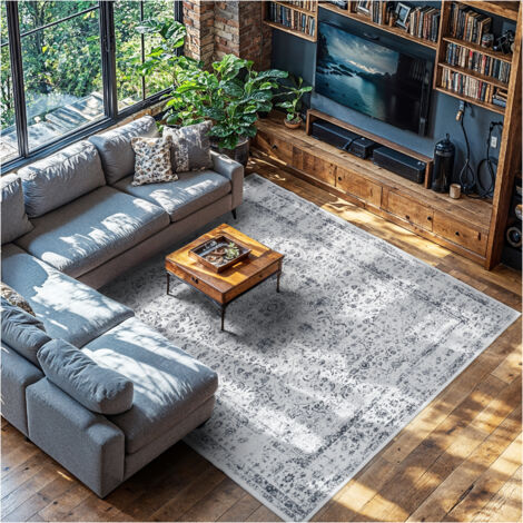 Tapis design vintage avec motif oriental à poils courts doux 240x340cm