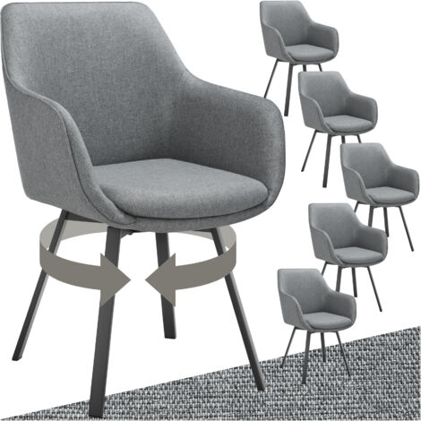 Lot 6 Fauteuils pivotants rembourrés avec accoudoirs et dossier gris (1/5)