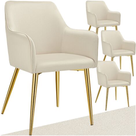 Lot 4 fauteuils aspect velours rembourrés style scandinave beige (1/5)