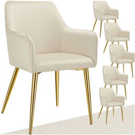 Lot 6 fauteuils aspect velours rembourrés style scandinave beige (1/5)