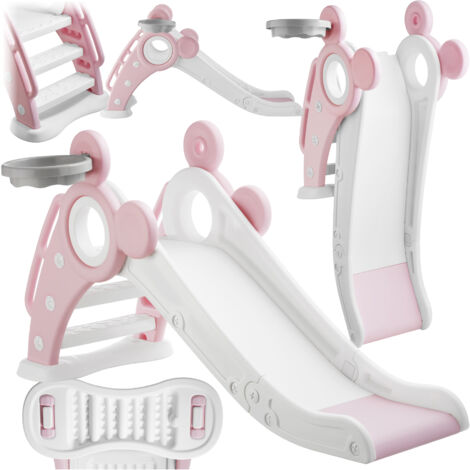 Toboggan pliable pour enfants avec panier de basket rose vif