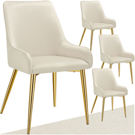 Lot 4 chaises rembourrées style scandinave aspect velours beige (1/5)