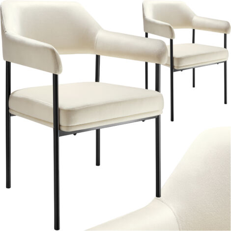 Lot 2 fauteuils rembourrés avec pieds en acier dossier continu blanc (1/5)