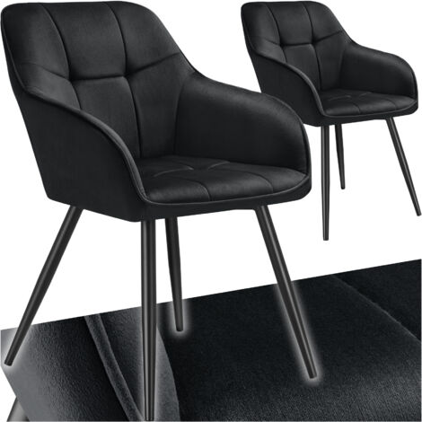 Lot 2 chaises rembourrées en velours matelassé et dossier continu noir (1/5)