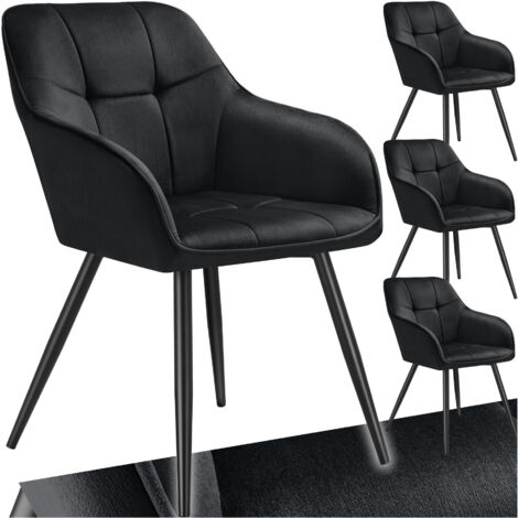 Lot 4 chaises rembourrées en velours matelassé et dossier continu noir (1/5)