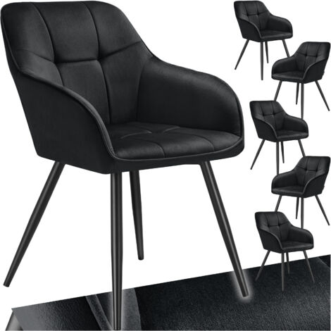 Lot 6 chaises rembourrées en velours matelassé et dossier continu noir (1/5)