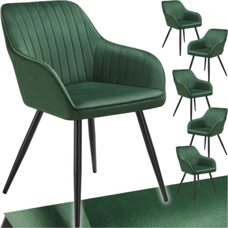 Lot 6 chaises de salle à manger en velours matelassées vert foncé (1/5)