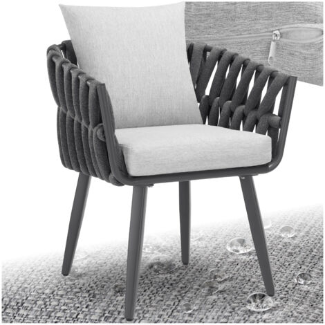 Tectake – Chaise en aluminium rembourrée 120 kg – Confort optimal pour extérieur – Housses déperlantes et lavables – Pieds réglables (1/5)