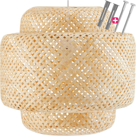 Plafonnier en bambou et acier de style bohème 40W abat-jour élégant