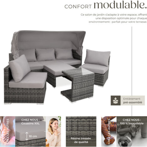 Canapé de jardin San Marino avec structure en aluminium - gris