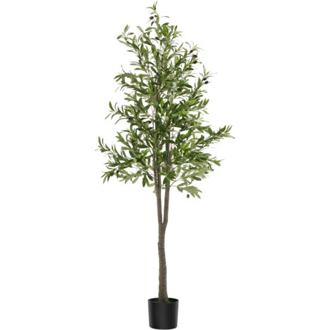 Tectake – Olivier artificiel Oleand 180 cm – Feuillage dense et réaliste – Pot en plastique solide – Pour salon et bureau (1/5)