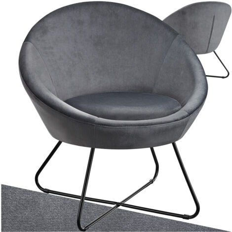 Fauteuil cocktail rond et rembourré revêtement en velours anthracite (1/5)