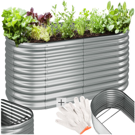 Tectake – Carré potager en acier galvanisé 160 x 80 x 80 cm – Capacité 804L – Base ouverte pour drainage optimal – Hauteur ergonomique (1/5)