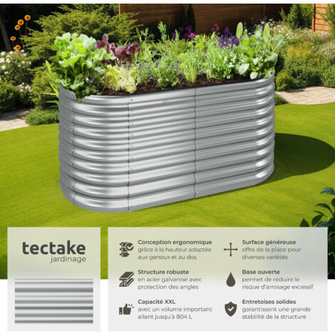 Potager Surélevé En Métal 240x120x60 Cm LEADZM - Grand Bac Galvanisé Base Ouverte Pour Légumes, Herbes Et Fleurs - Vert Foncé
