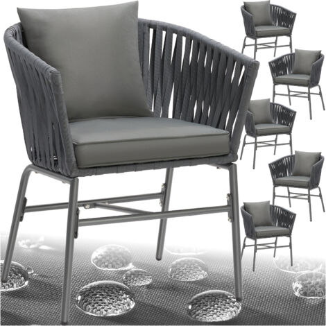 Ensemble de 6 chaises effet corde tressée avec housses amovibles gris