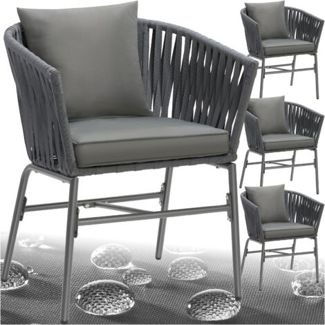 Ensemble de 4 chaises effet corde tressée avec housses amovibles gris