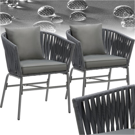 Ensemble de 2 chaises effet corde tressée avec housses amovibles gris