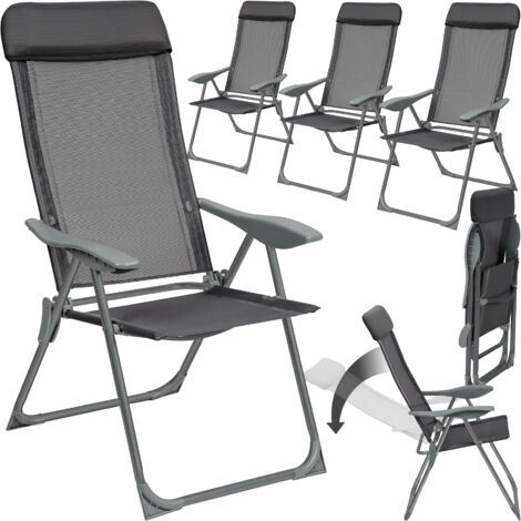 Lot de 4 chaises jardin pliantes en aluminium gris anthracite