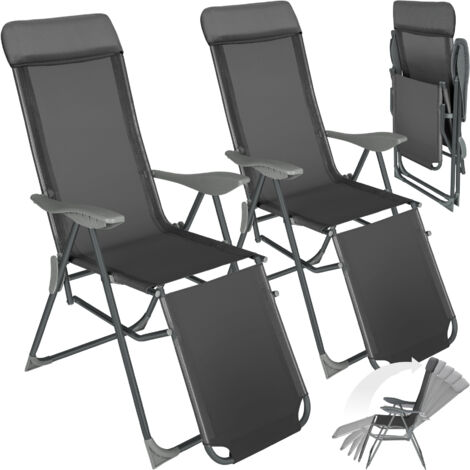Lot de 2 chaises jardin en aluminium nuque rembourrée anthracite