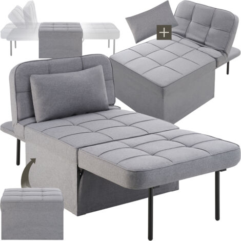 Tectake – Fauteuil convertible 4-en-1 réglable en hauteur – Dossier ajustable 6 positions – Rembourrage mousse épaisse – Acier robuste