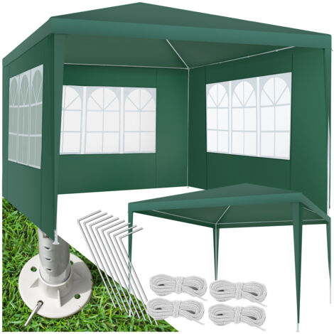 Pavillon imperméable 3x3m avec 3 parois latérales amovibles vert (1/5)