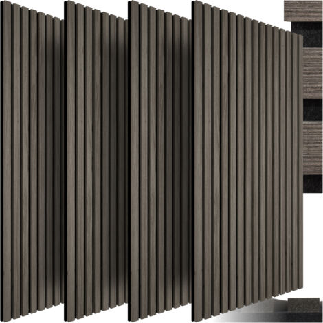 Lot de 4 panneaux acoustiques aspect bois 60 x 120 2,1 cm chêne gris