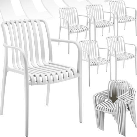 Tectake – Lot de 6 chaises de jardin empilables 100% polypropylène – Résistantes aux intempéries – Dimensions 54,5x58x80,5 cm – Capacité 120 kg