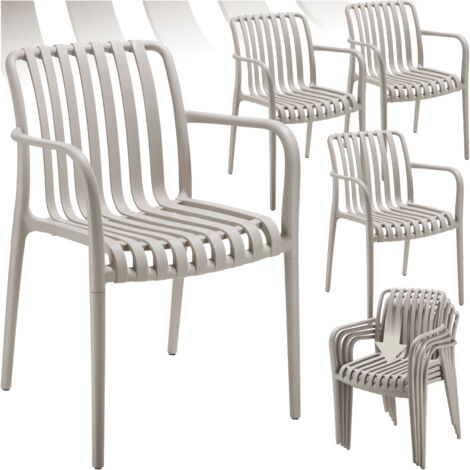 Lot 4 chaises de jardin empilables résistantes aux intempéries taupe