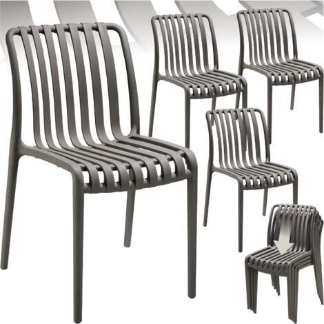 Lot 4 chaises de jardin résistantes intempéries empilables anthracite