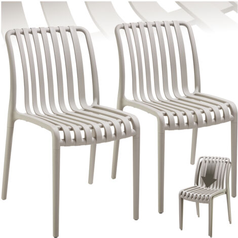 Lot 2 chaises de jardin résistantes intempéries empilables taupe