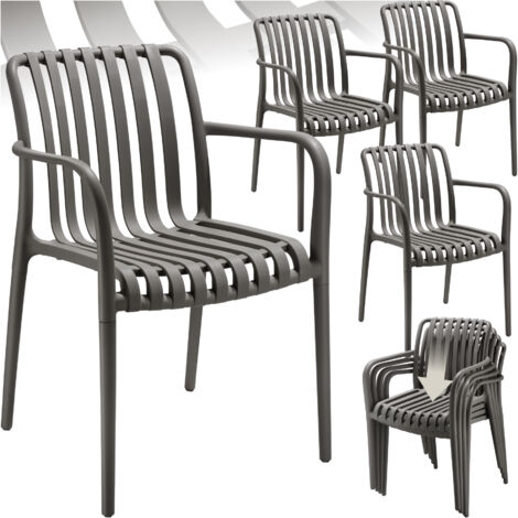 Lot 4 chaises de jardin empilables et résistantes aux intempéries gris