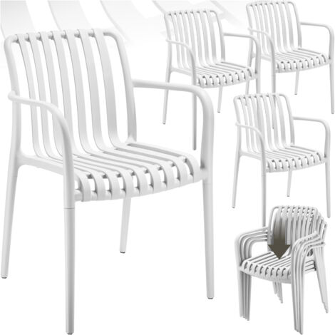 Lot 4 chaises de jardin empilables résistantes aux intempéries crème