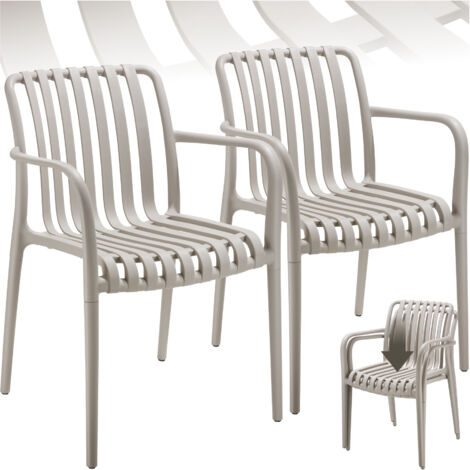 Lot 2 chaises de jardin empilables résistantes aux intempéries taupe