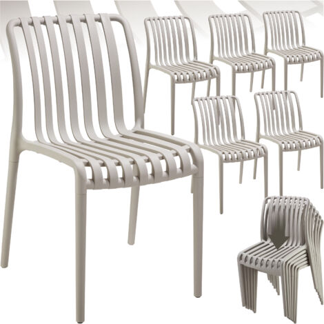 Lot 6 chaises de jardin résistantes intempéries empilables taupe