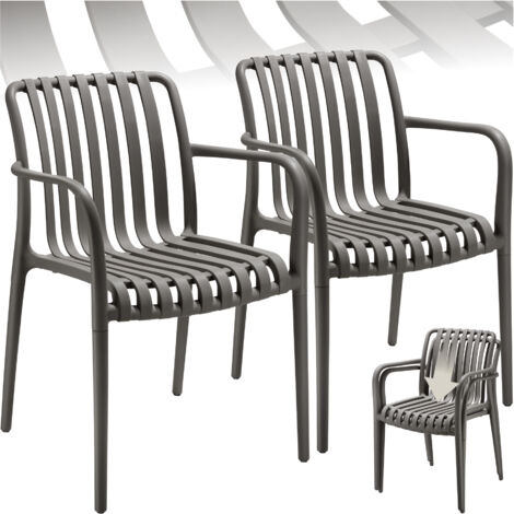 Lot 2 chaises de jardin empilables et résistantes aux intempéries gris