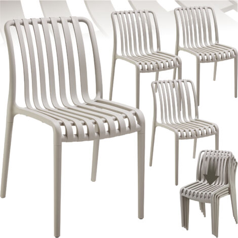 Lot 4 chaises de jardin résistantes intempéries empilables taupe