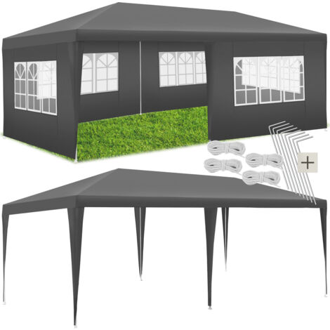Tectake – Pavillon imperméable 600x300cm – 5 côtés amovibles avec attaches auto-agrippantes – Protection UV 30+ – Structure en acier revêtu (1/5)