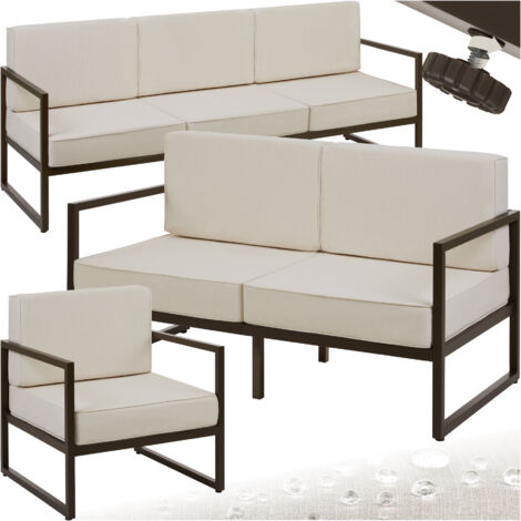 Salon de jardin pour 6 personnes en polyester déperlant marron (1/5)