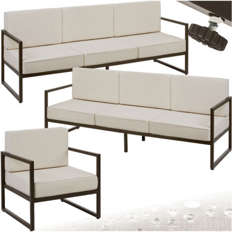 Salon de jardin 7 personnes avec rembourrage XXL brun (1/5)