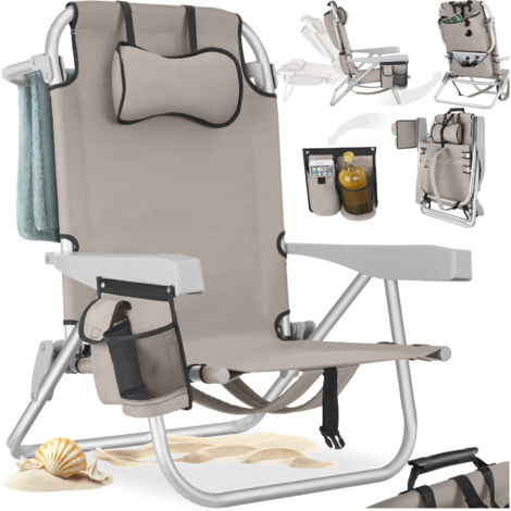 Chaise de plage pliable avec fonction sac à dos beige