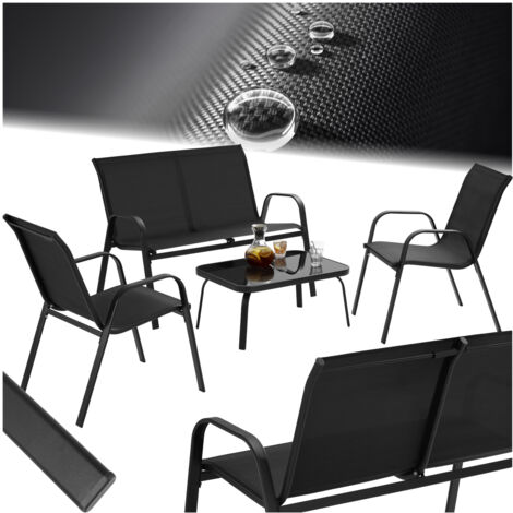 Salon de jardin pour 4 personnes tissu déperlant et table noir (1/5)