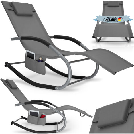 Chaise longue de jardin ergonomique avec fonction balancement gris (1/5)