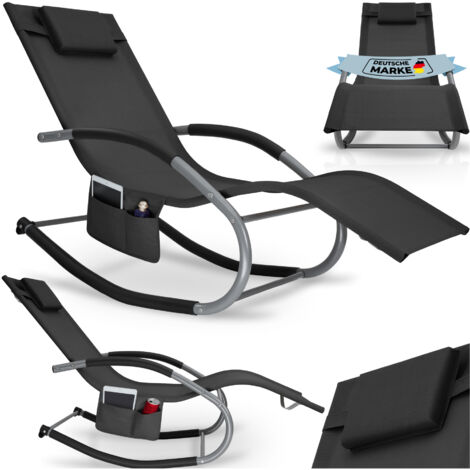Chaise longue de jardin ergonomique avec fonction balancement noir